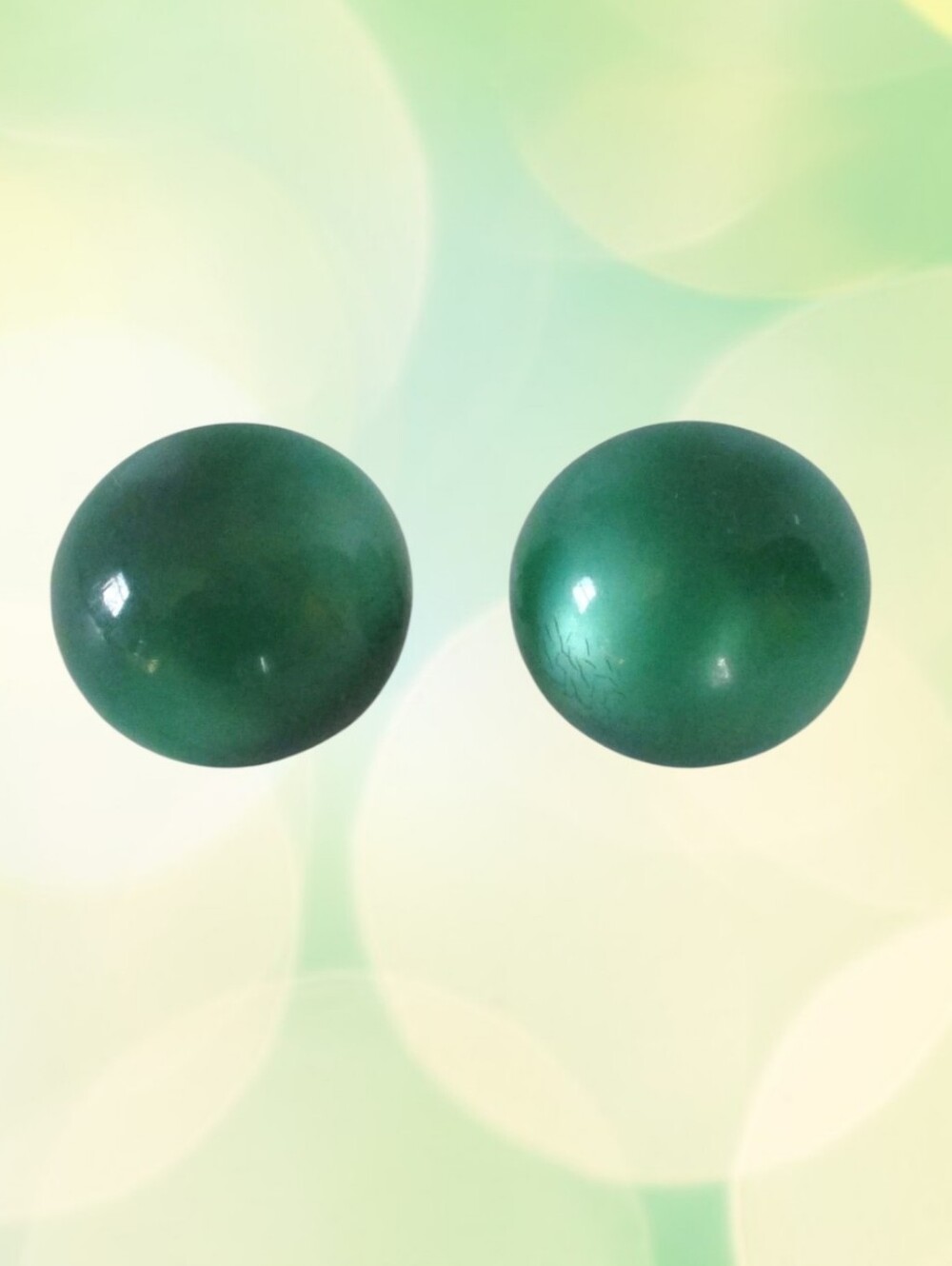 Vintage Green Moonglow Screw Back Earrings